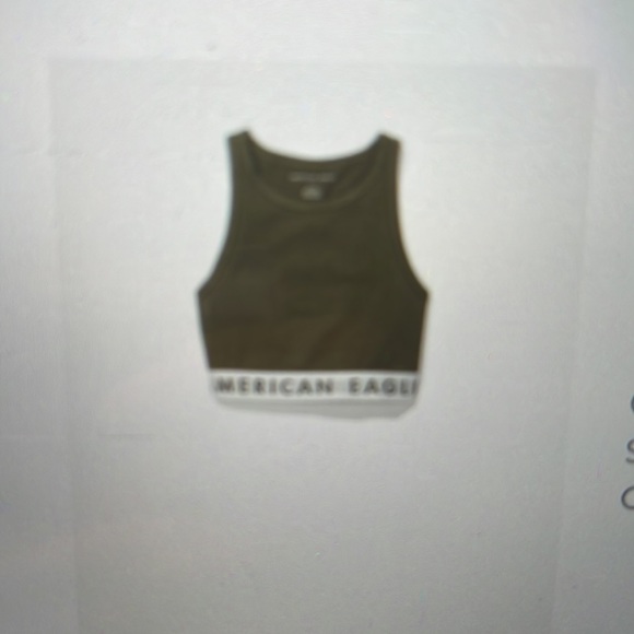 American Eagle Cropped High Neck Tank Top. Olive color. - Picture 1 of 3